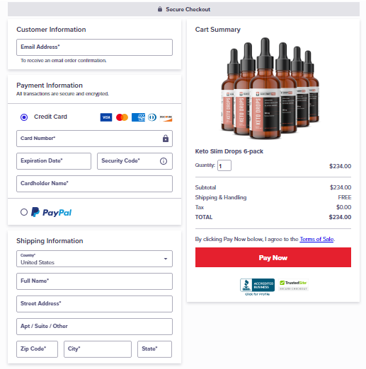 Keto Drops Secured Checkout Form